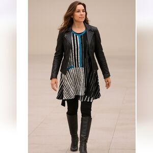 Lyng Striped Handmade High Low Tunic Top Sz 2X